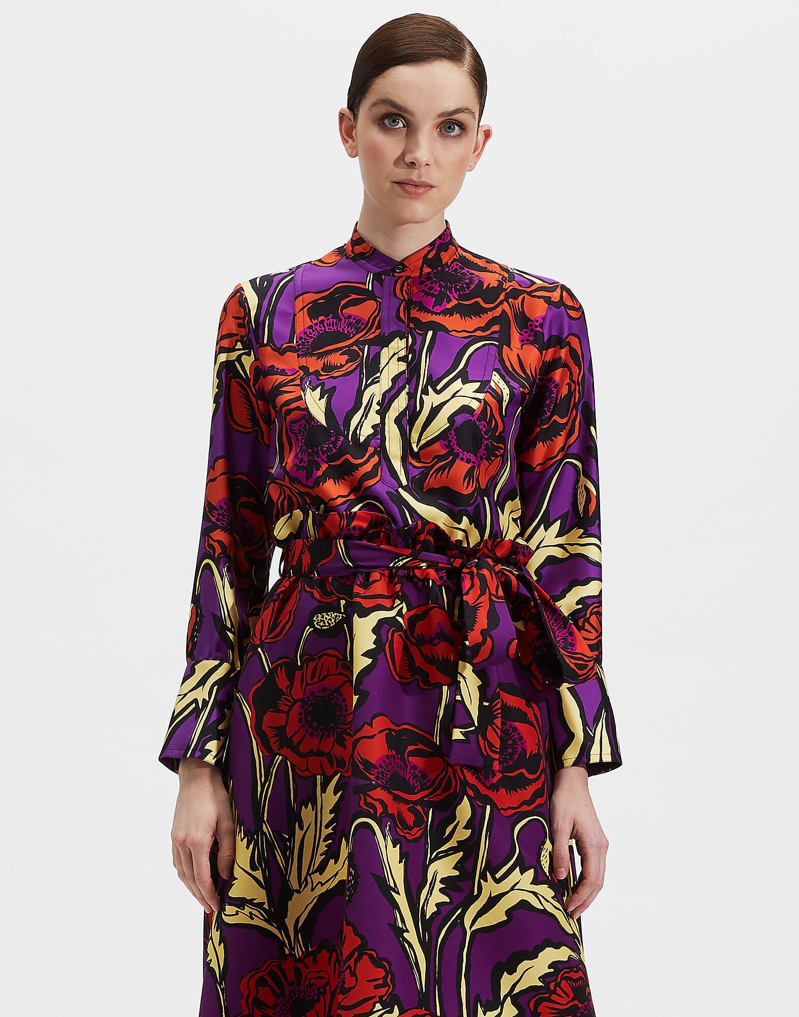 Portofino Shirt LaDoubleJ: Big Blooms Viola SHI0046SIL001