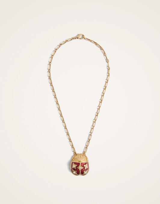 Lady Scarab Necklace La DoubleJ: 24K Gold Plate & Rhinestone Lady Scarab Necklace La DoubleJ: 24K Gold Plate & Rhinestone NEC0053MET002