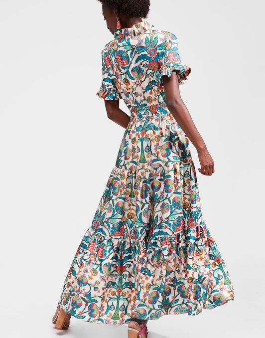 Long And Sassy Dress La DoubleJ: Tree Of Life Bianco DRE0017SIL001