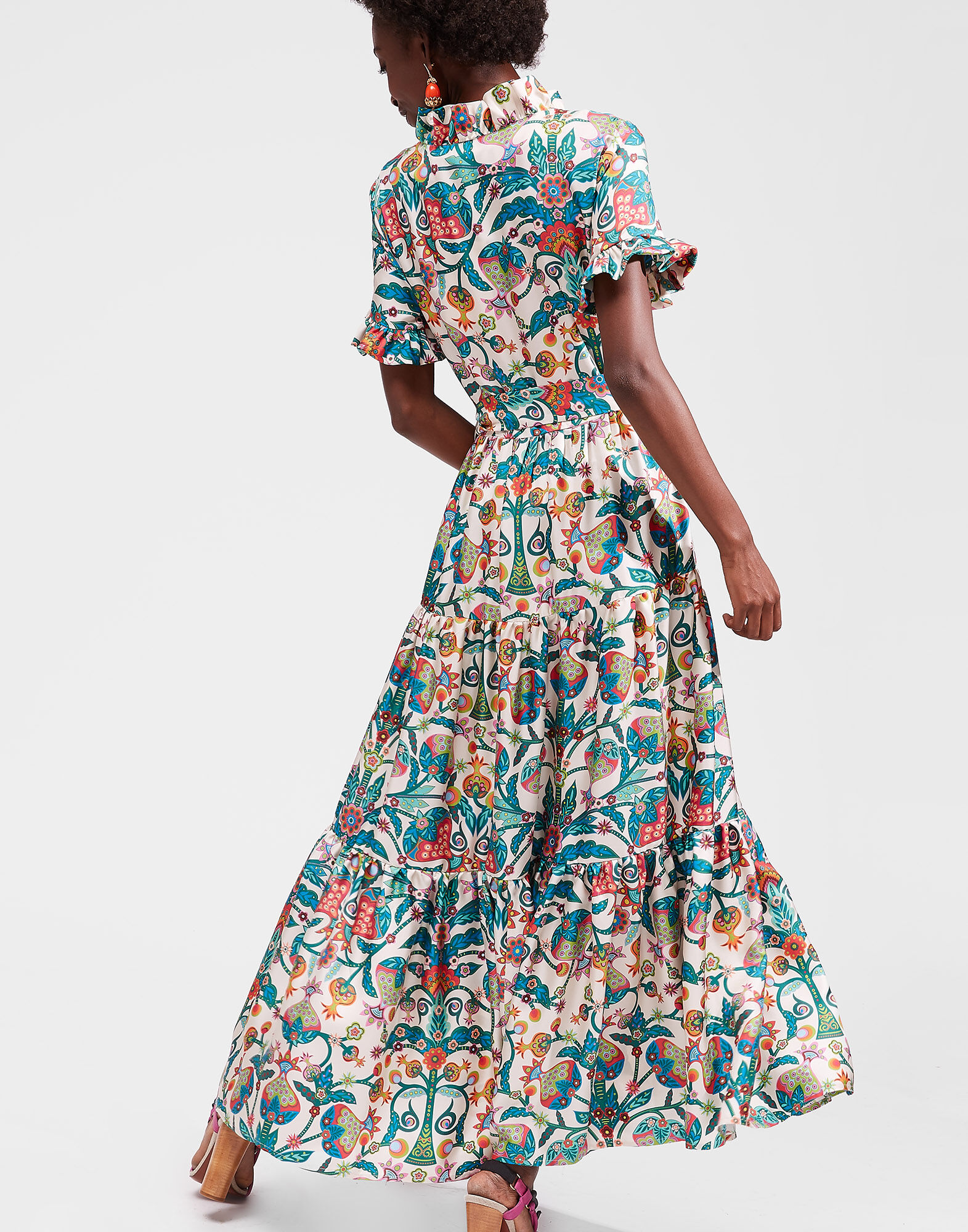 Long And Sassy Dress La DoubleJ: Tree Of Life Bianco DRE0017SIL001