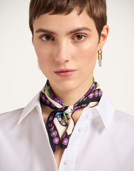 Foulard 45 La DoubleJ: Cornucopia Placée Ivory SCA0065SIL006