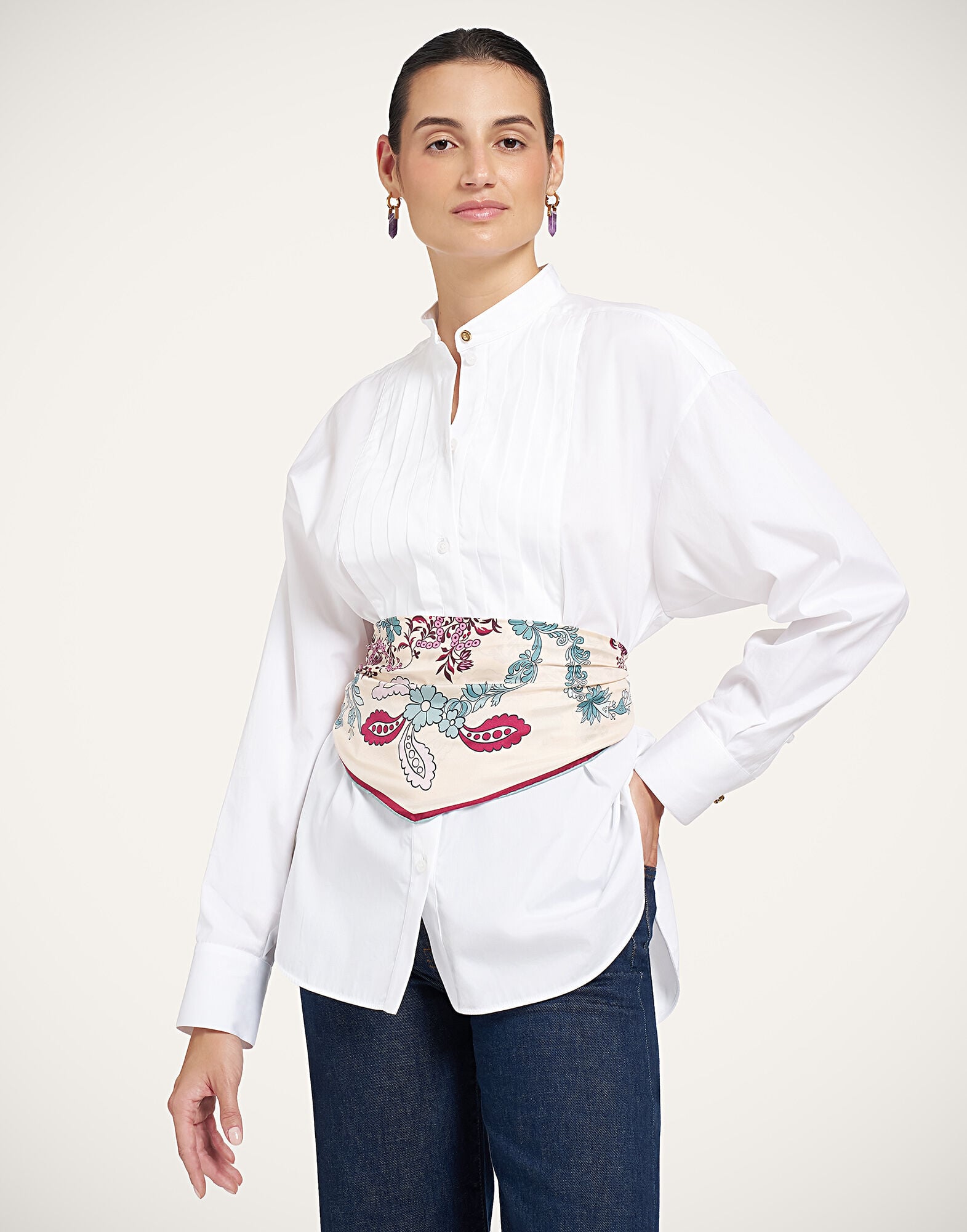 Diamond Scarf La DoubleJ: Wispy Placée Ivory Diamond Scarf La DoubleJ: Wispy Placée Ivory SCA0105SIL006