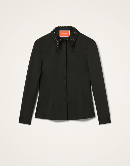 Fitted Shirt La DoubleJ: Solid Black SHI0156JER071