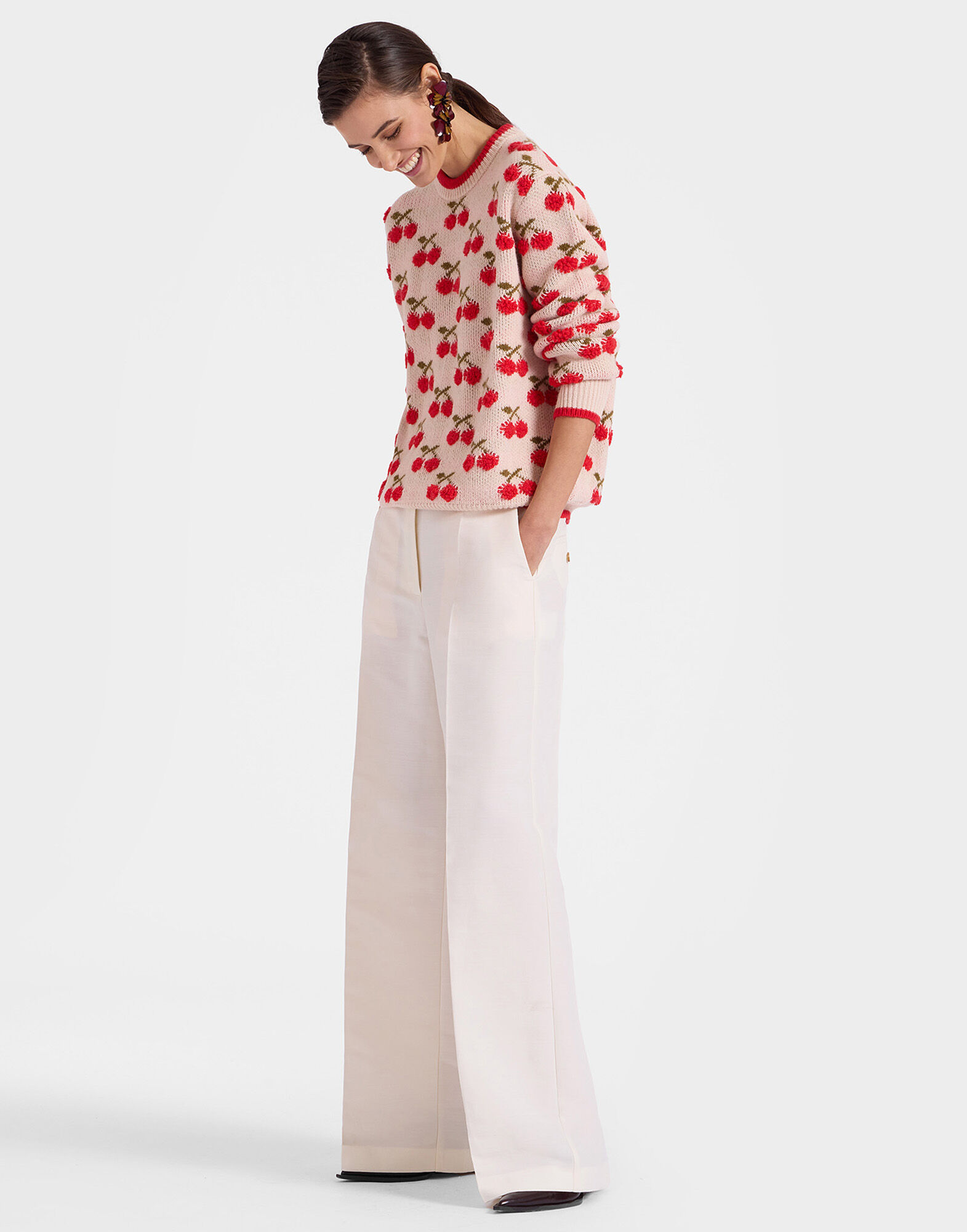 Cherry Sweater La DoubleJ: Off White Cherry Sweater La DoubleJ: Off White PUL0103KNI092