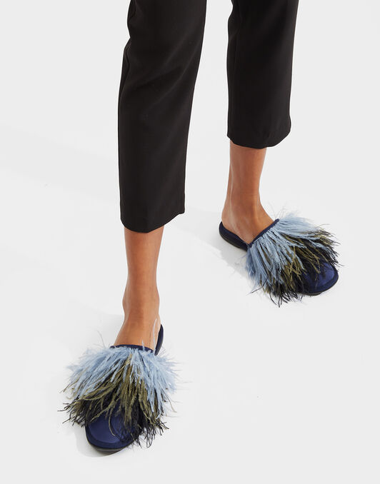 Feather Slippers La DoubleJ: Solid Acquamarine SHO0007RAS007