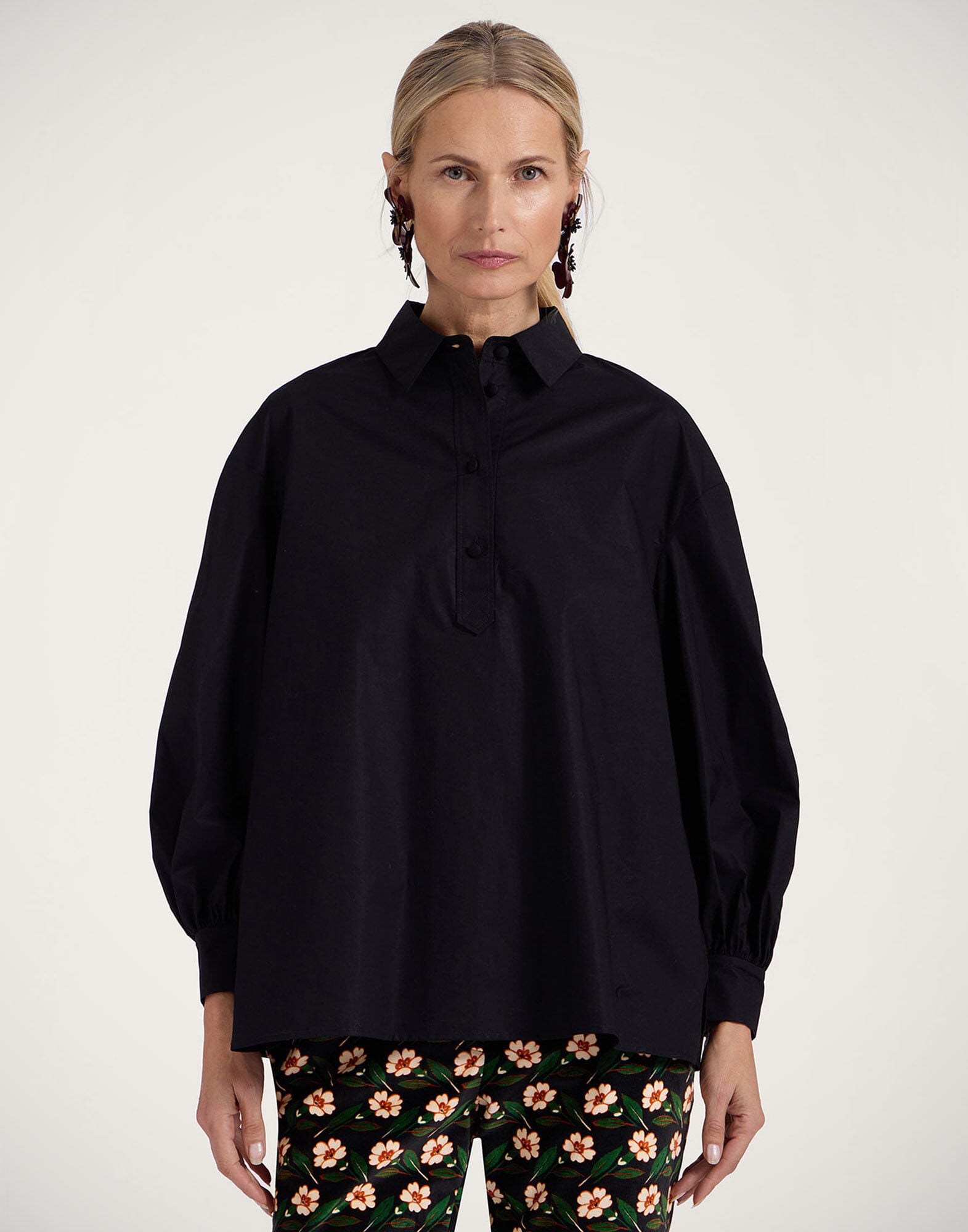 Poet Shirt La DoubleJ: Solid Black Poet Shirt La DoubleJ: Solid Black SHI0055COT059