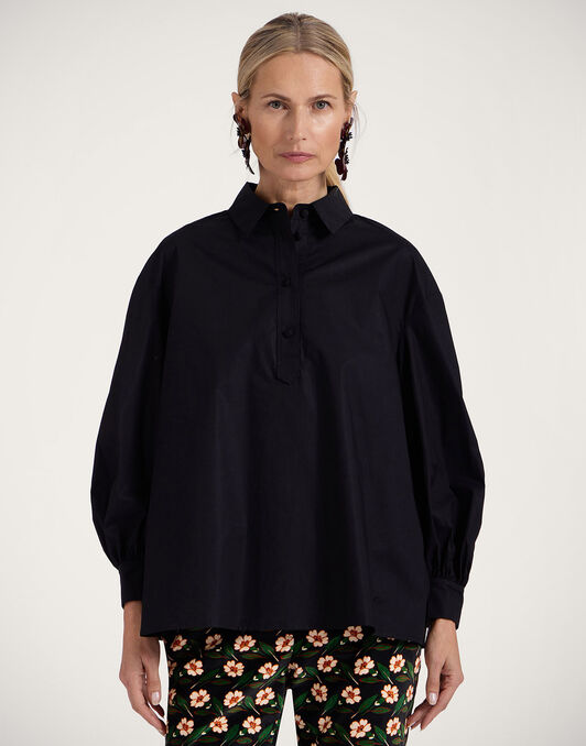 Poet Shirt La DoubleJ: Solid Black Poet Shirt La DoubleJ: Solid Black SHI0055COT059