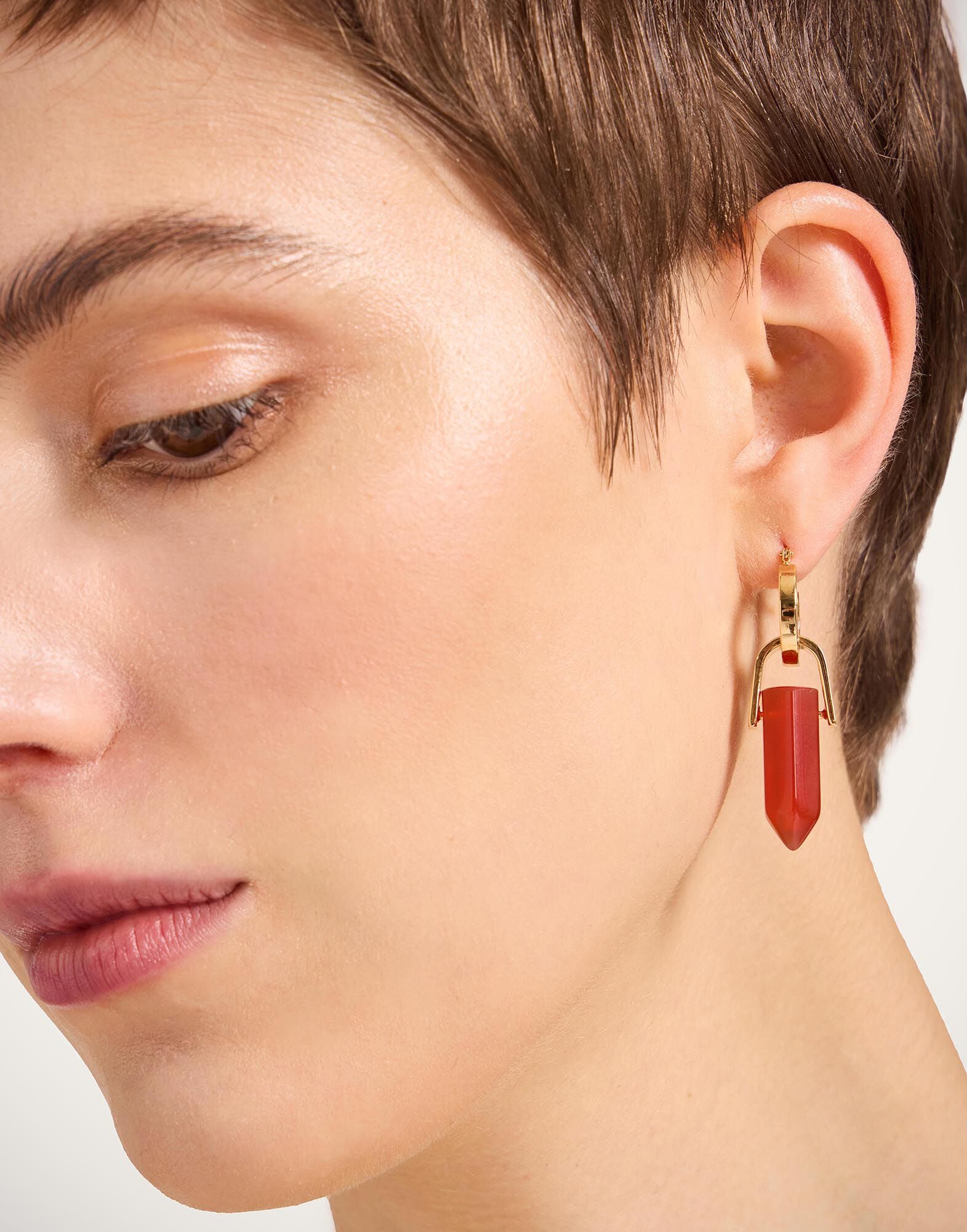Pillar Earrings La DoubleJ: 24K Gold Plate & Red Agate Pillar Earrings La DoubleJ: 24K Gold Plate & Red Agate EAR0059BRA003