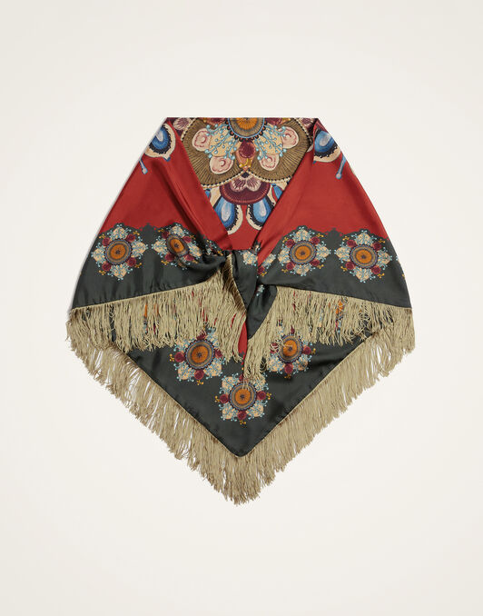 Fringe Triangle Scarf La DoubleJ: Nucleus Placée Rust Fringe Triangle Scarf La DoubleJ: Nucleus Placée Rust SCA0076SIL006