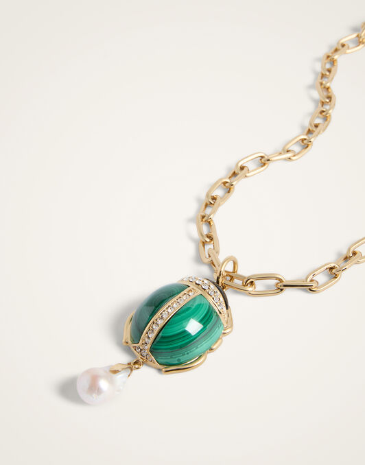 Talismania Necklace La DoubleJ: 24K Gold Plate And Malachite NEC0054BRA003