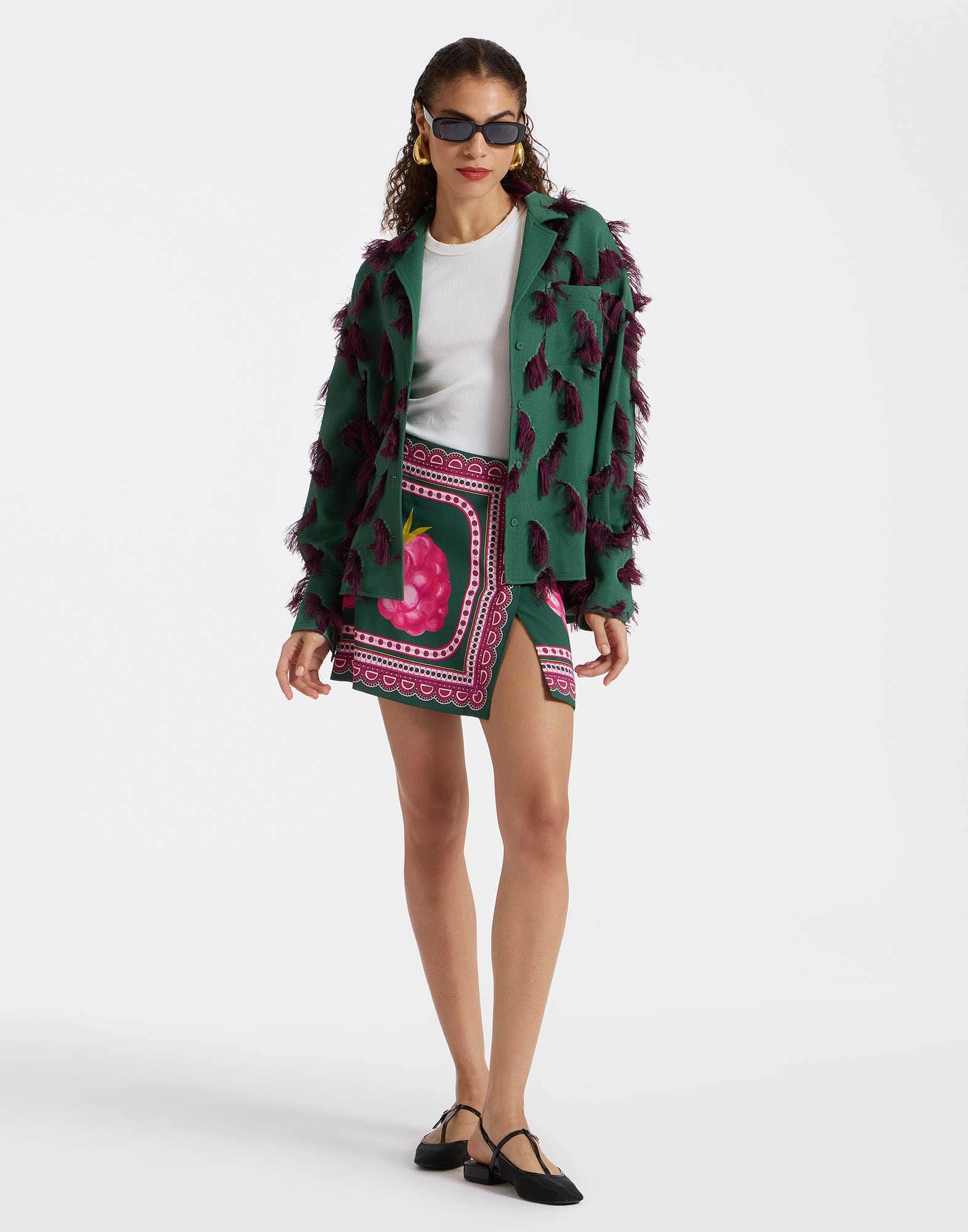 Foulard Mini Skirt La DoubleJ: Lampone Placée Emerald SKI0185SAB001