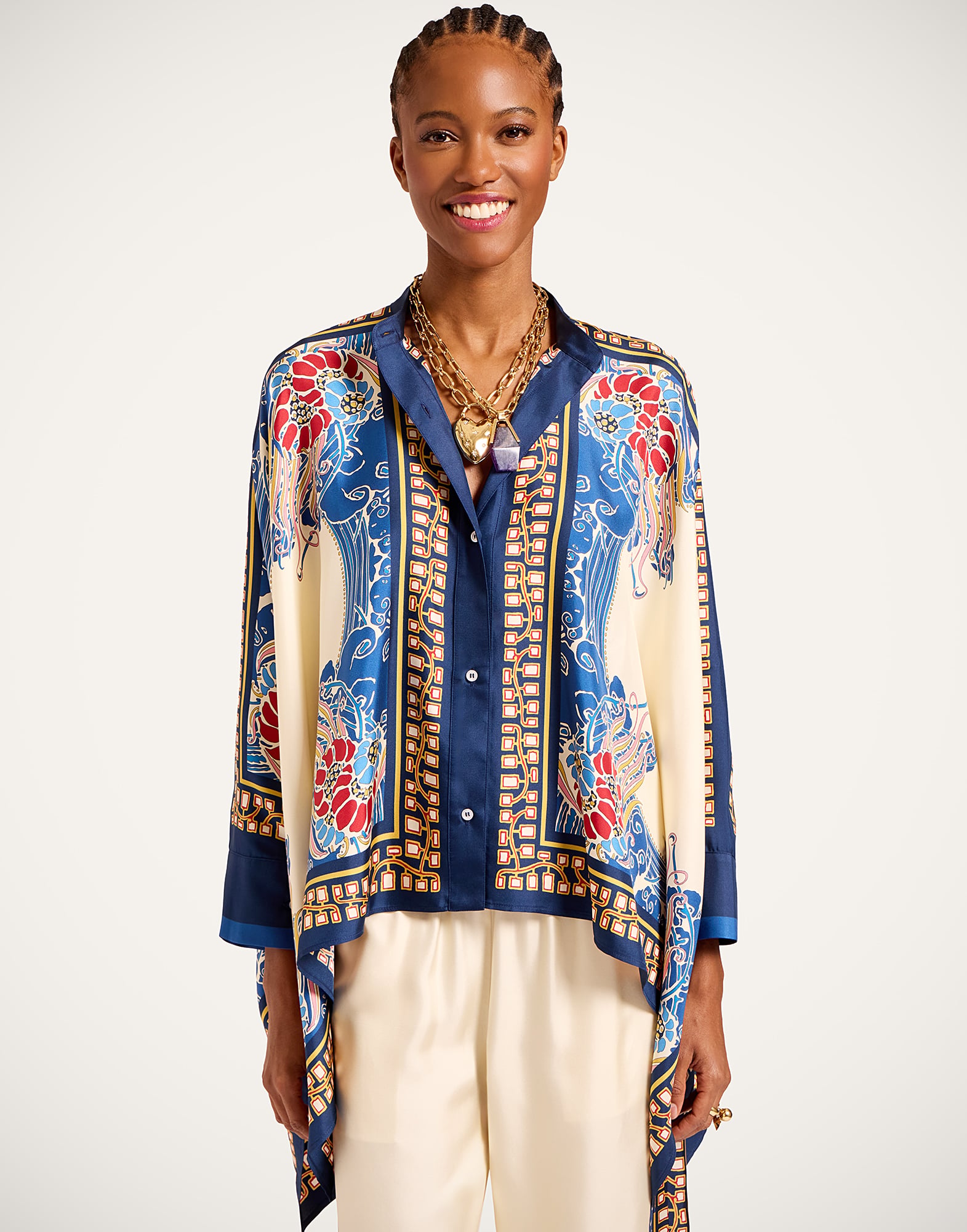 Women's Foulard Shirt in Lemuria Placée Blue | La DoubleJ